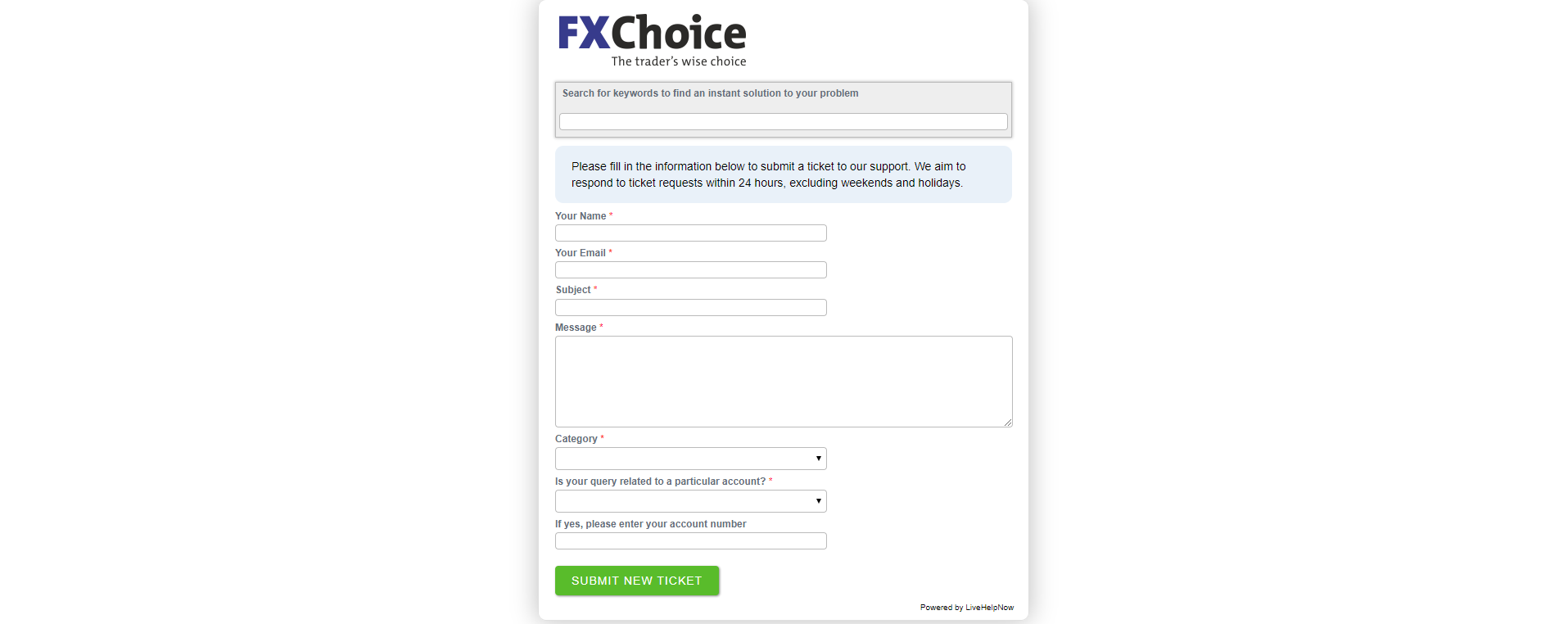 FXChoice support ticket FXChoice support ticket